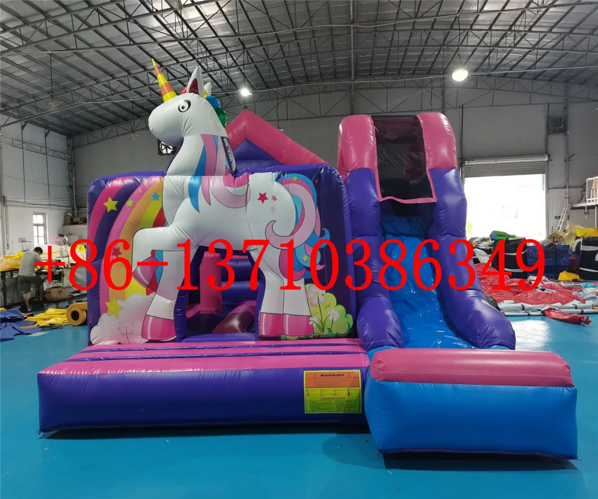 

Newly designed cute unicorn bouncy castle slide bounce house jumping obstacle combination