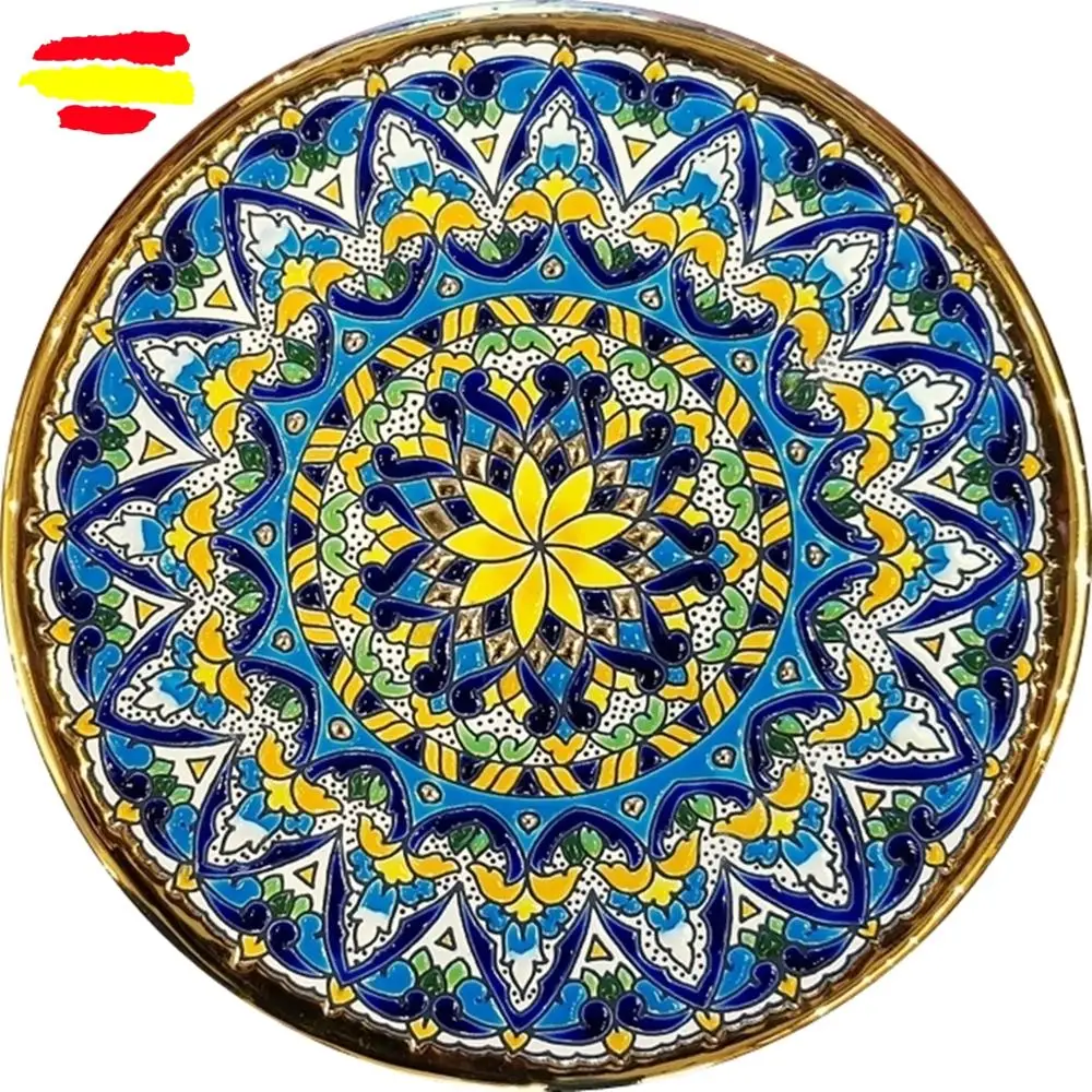 Ceramic plate 21 cm. /8.3 inch diameter - Ceramics glazed up handmade - Made in Spain - gold 24k - MIJASCERAMIC -