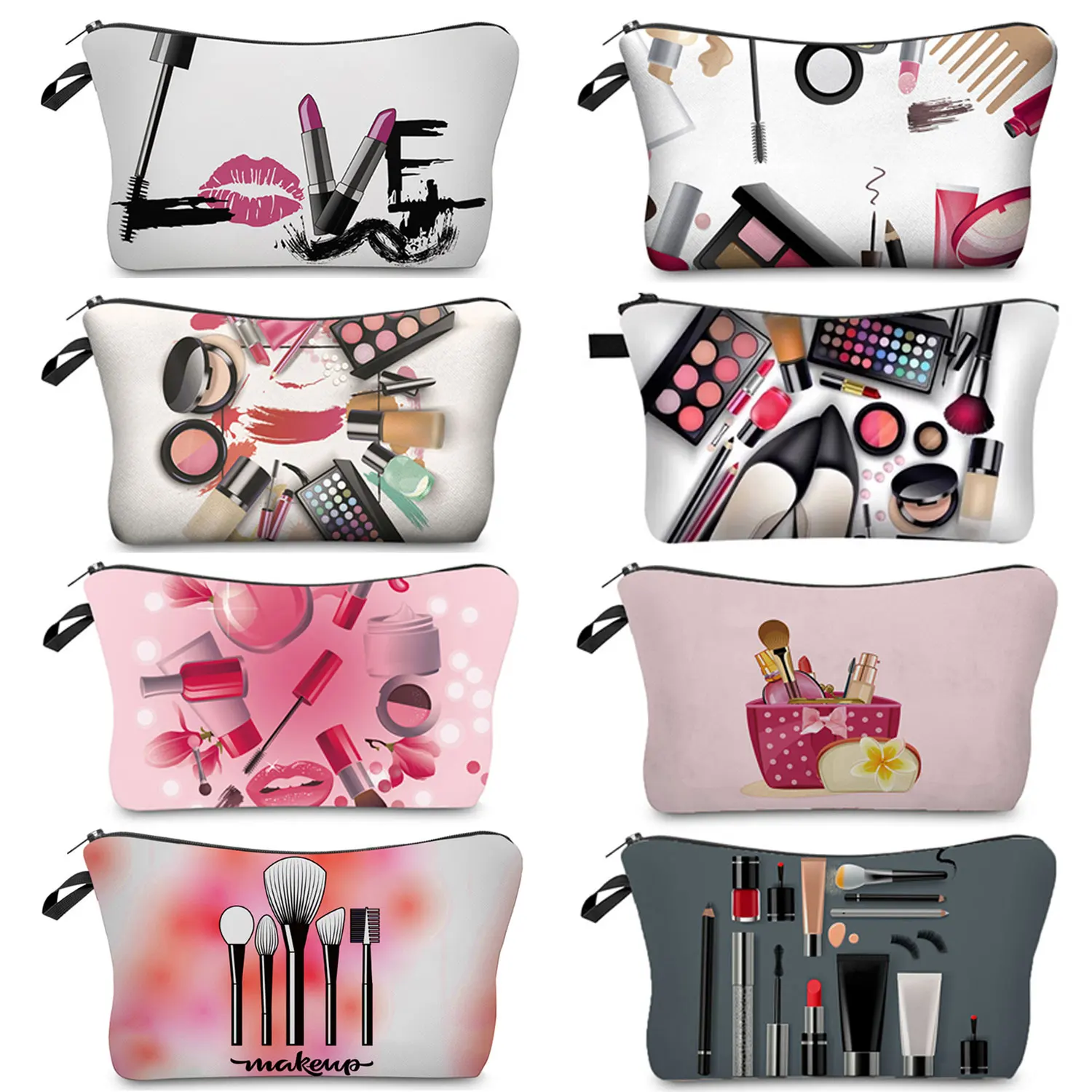 Sac à pinceaux de maquillage imprimé pour femme, trousse cosmétique souple et pliable, rangement portable, trousse de toilette de voyage, trousse à