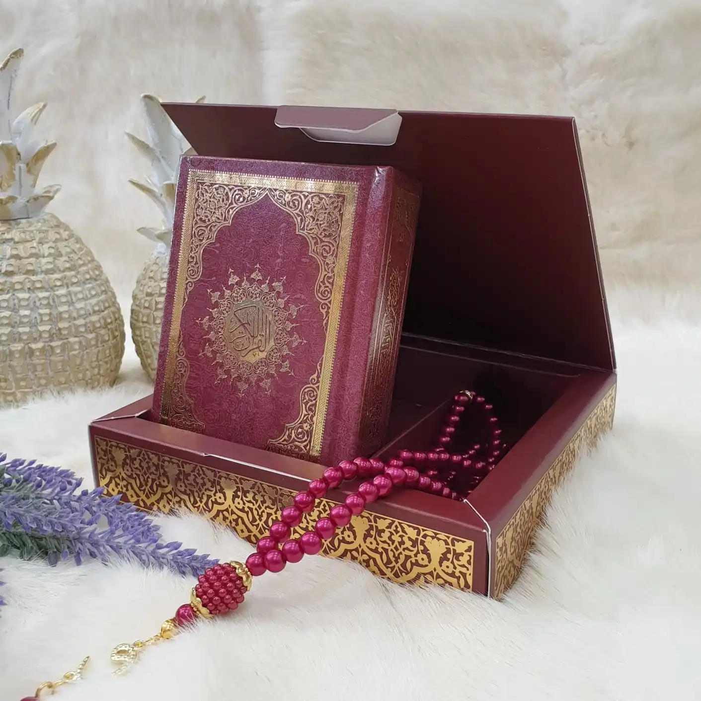 GREAT GIFT Quran And Rosary Set With Gift Box First Class High Quality Prayer Set, Quran Tasbeeh Seven Color