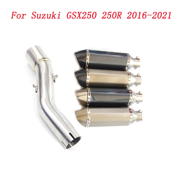 

Slip On Motorcycle Exhaust Mid Link Pipe And 51mm Muffler Stainless Steel Exhaust System For Suzuki GSX250 250R 2016-2021