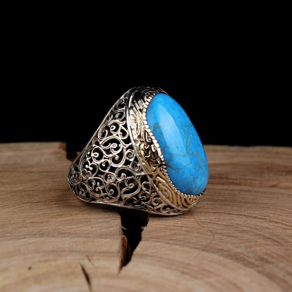 

Turquoise Stone 925 Silver Men's ring. Men's jewelry stamped with silver stamp 925 All sizes are available