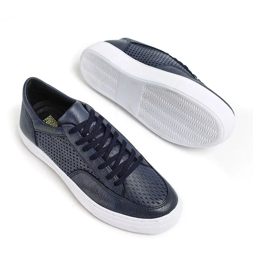 Chekich Men's Navy Blue Sneakers Faux Leather 2021 Autumn Season Casual Shoes Wedding Office Fashion Orthopedic Vulcanized Material High - White Outsole Lightweight Walking Sport Breathable Flats CH015 V5