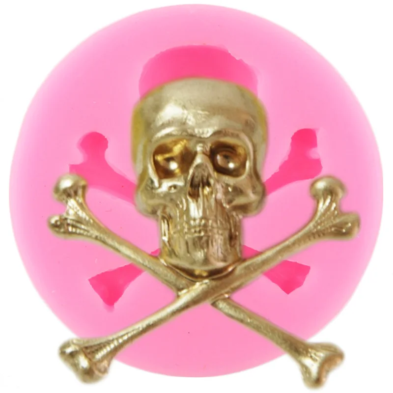 Skull Cross Bones Silicone Mold Halloween Cupcake Topper Fondant Cake Decorating Tools Jewelry Resin Clay Candy Chocolate Moulds