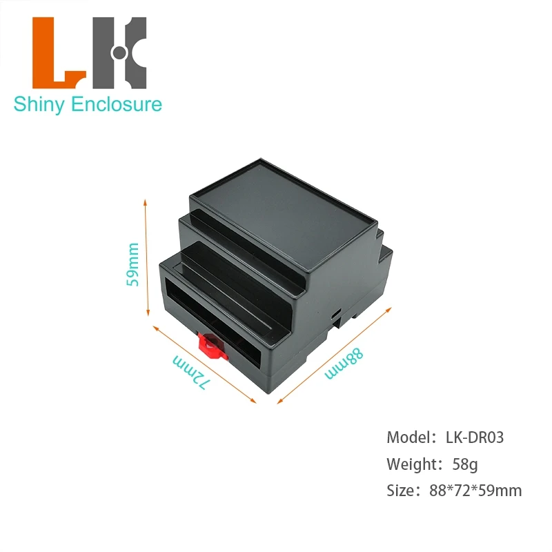 Diy Din Rail Enclosure 88x72x59mm Wall Mounting Plastic Enclosure LK-DR03 Din Rail Abs Plastic Box Plc Enclosure for PCB view 3
