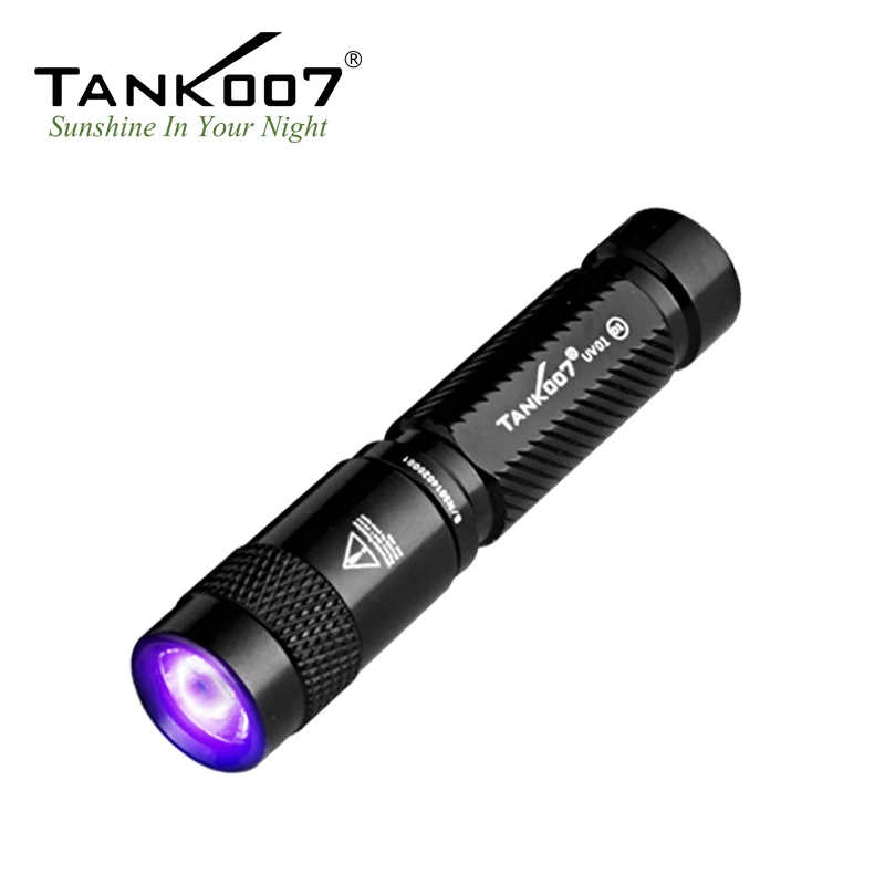 TANK007 Mini EDC Portable 365nm LED UV Flashlight Keychain Blacklight Torch 1W AAA Battery Waterproof Ultraviolet Lamp