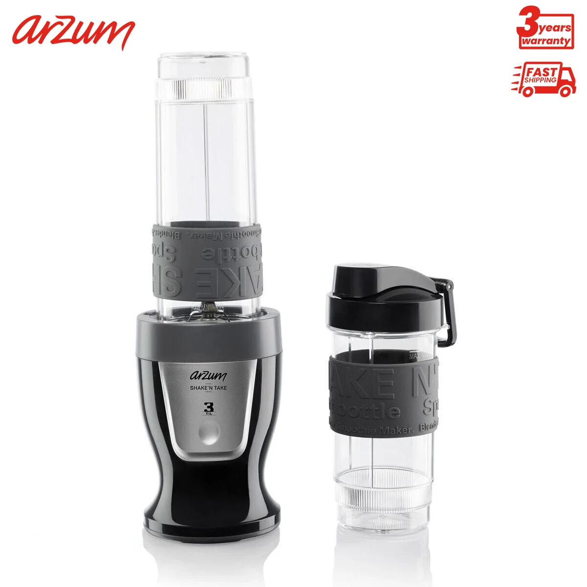 Arzum Blender Take Personal Blender Mixer Juicer Fruit Food Processor Smoothies BPA Free Portable Bottle Stainless Steel Blades