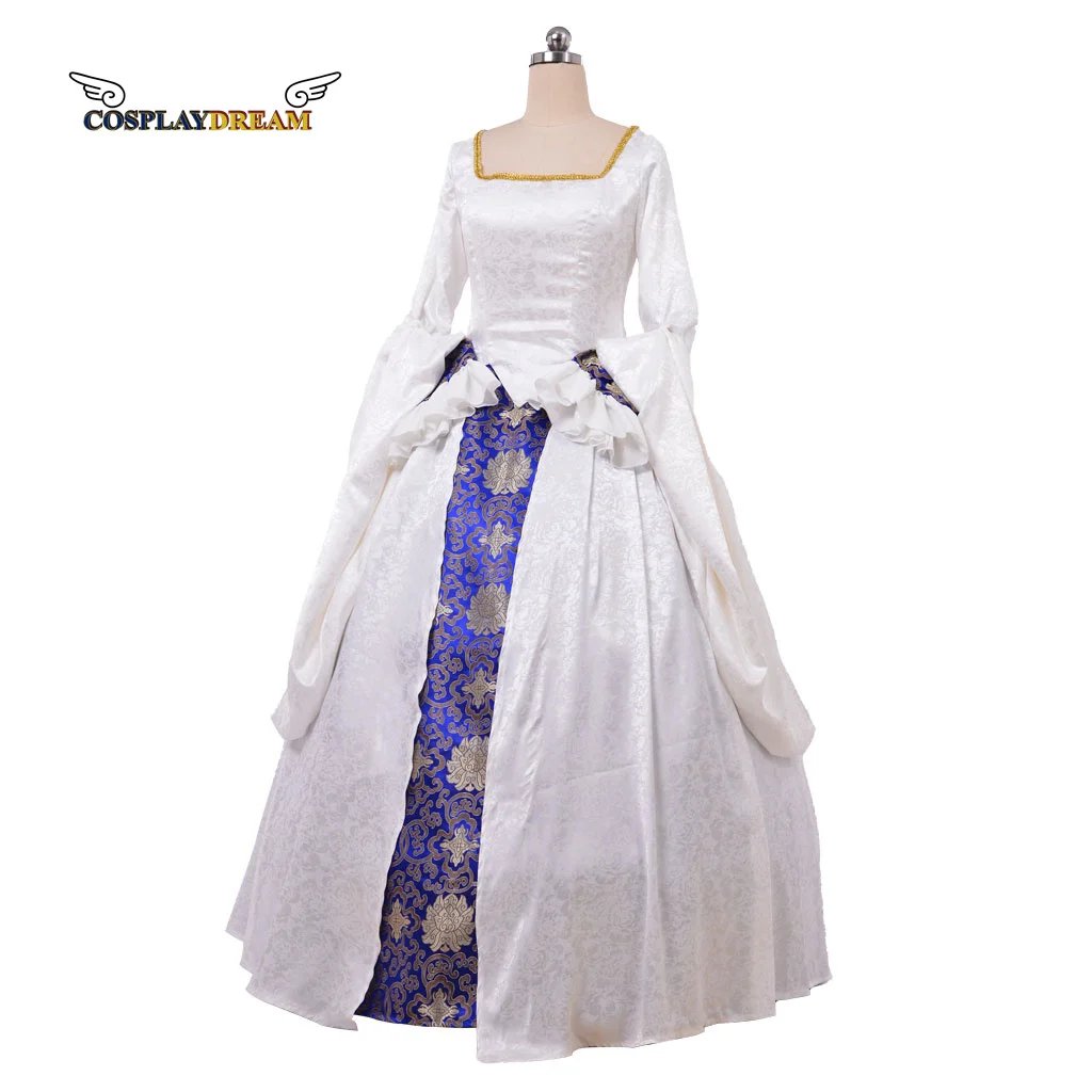 Victorian 1860s Dress Medieval Dress Queen Cosplay Costume Anne of the Thousand Days Tudor Period dress Anne Boleyn white Dress