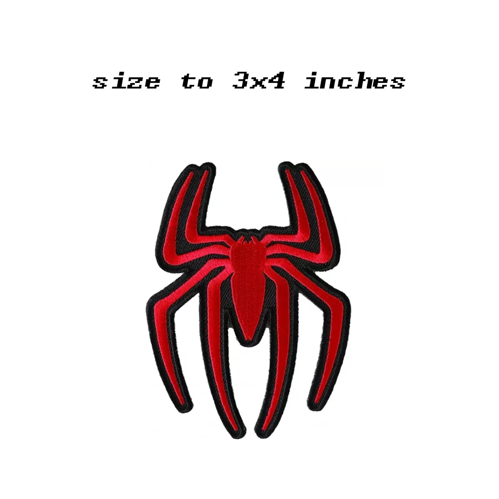 Red Spider Embroidered Patch for Clothes Motorcycle Jackets Backpacks Hats Jeans Sew on Iron on Stickers Decoration