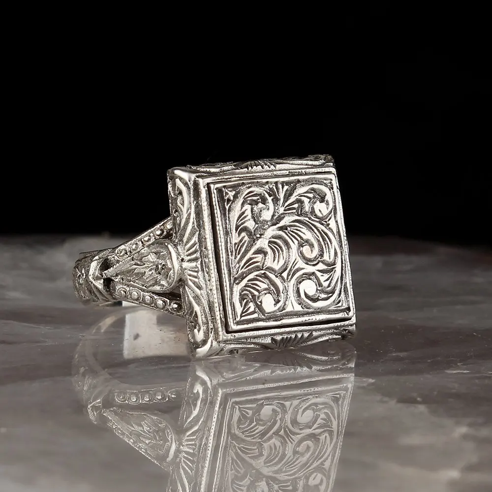 Handmade Pen İşçilikli 925 Sterling Mens Silver Ring