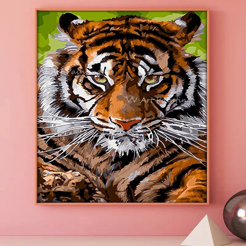 Handpainted Tiger Face Cool Colorful Animal wall Abstract Painting art picture Living Room home Decoration