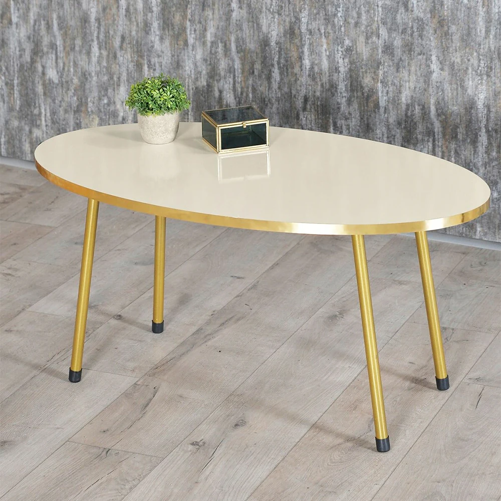 Modern Center Table Metal Wire Leg Assembled Center Table Tea Coffee Service Table Ellipse Living Room Table - Colour Options