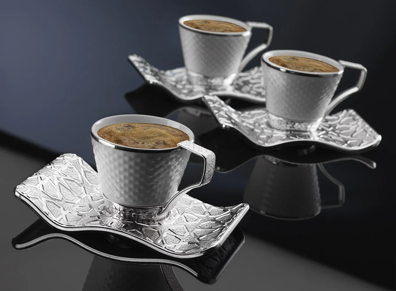 

Ni̇sa Coffee Set - Silver White Color