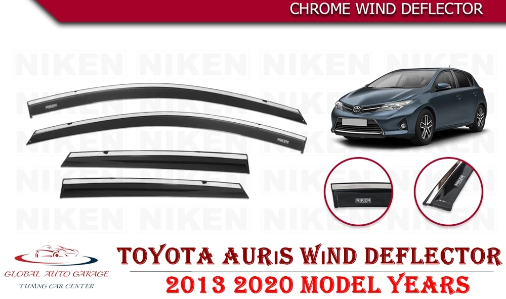 

For Toyota AURIS Chrome Rain Wind Deflector 2013 2014 2015 2016 2017 2018 2019 2020 Sunshade Rain Guards Curtains Car Auto Sport