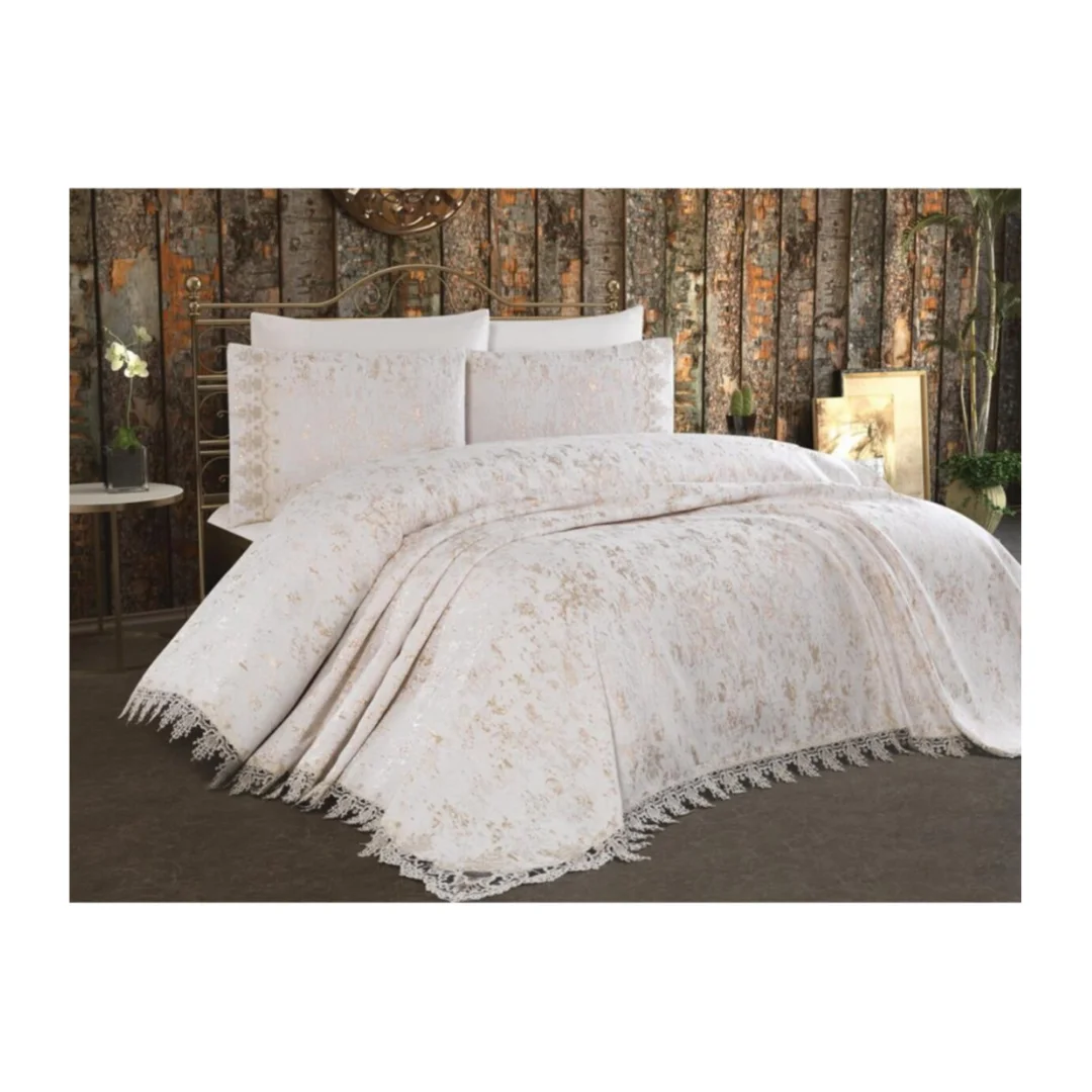 Elegant Embroidery Lace Double Bed Cover Set 3PCS Coverlet Set Pillowcases Quality Bed Lining Bedspread Home Textile - Sofya