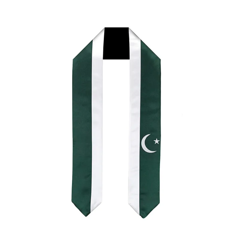 Pakistan National Flag Graduation Sash 180*14cm Custom Bachelor Gown Accessory Graduation Stole