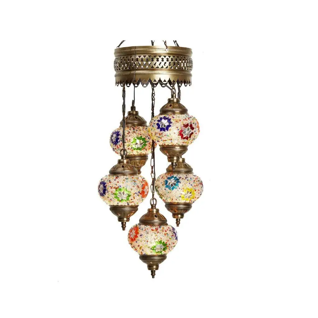 5 Pc Turkish Mosaic Lamp Authentic Lighting Antique Lamp Tiffany Ceiling Lamp Hanging Pendant Lamp Chandelier Color Mosaic Glass