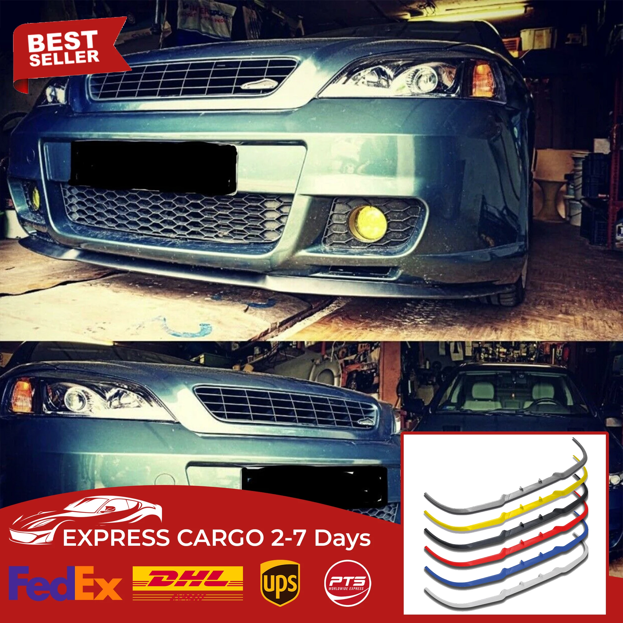 

For Opel Vauxhall Astra G Opc CUPRA R FRONT SPOILER BUMPER LIP Euro Spoiler Lip Universal 3 pcs Body Kit