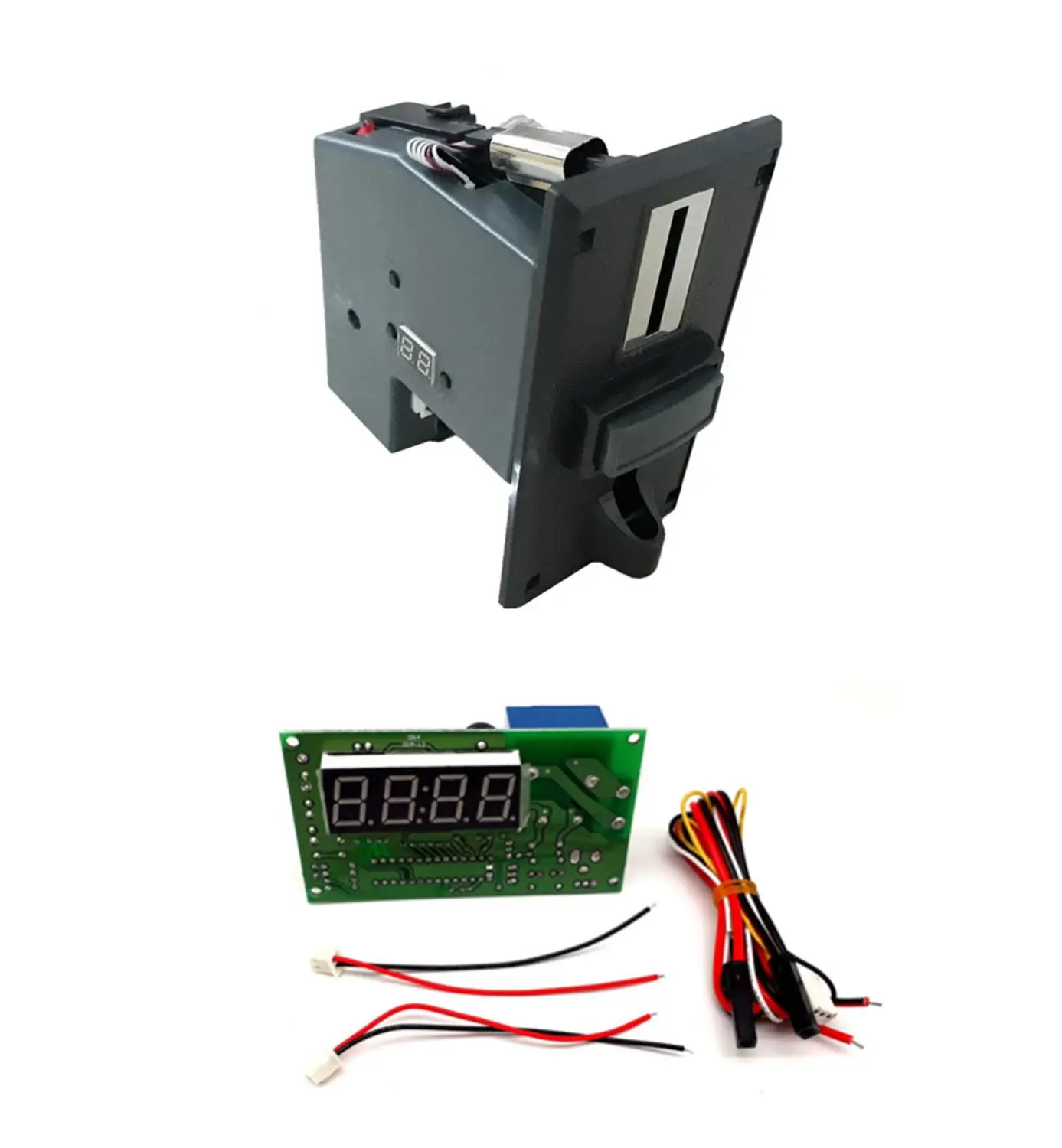 

plastic front plate coin operated multi coin selector acceptor with JY-15A 4digits timer board for cafe kiosk ,washing machine