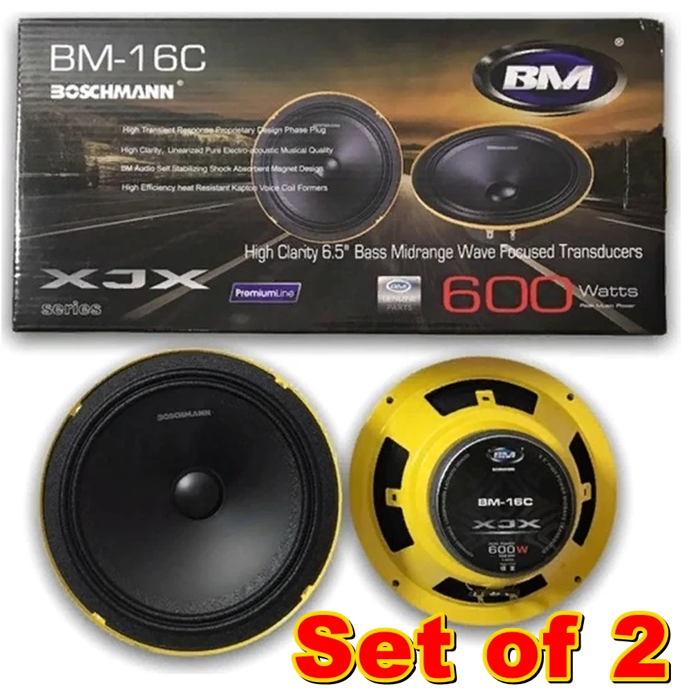 Set Of 2 Boschmann BM Audio ( 16 ) CM Professional Midrange Speaker Car Yellow Spekars FAST DELIVERY