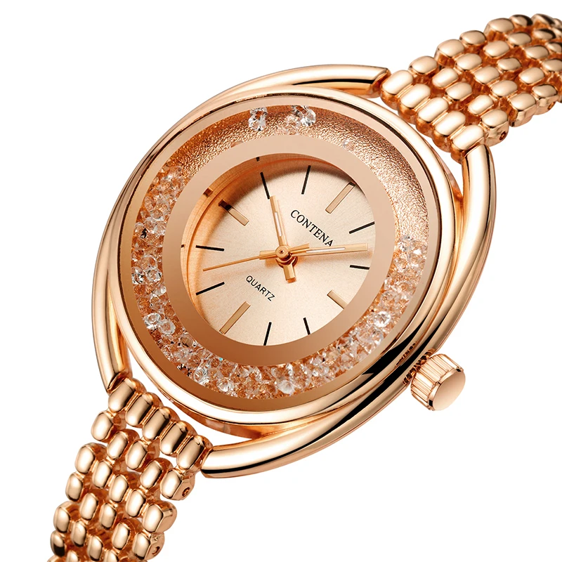 Contena Luxury Women Watches Rose Gold Ladies Bracelet Watches Reloj Mujer 2020 Creative Quartz Watches For Women