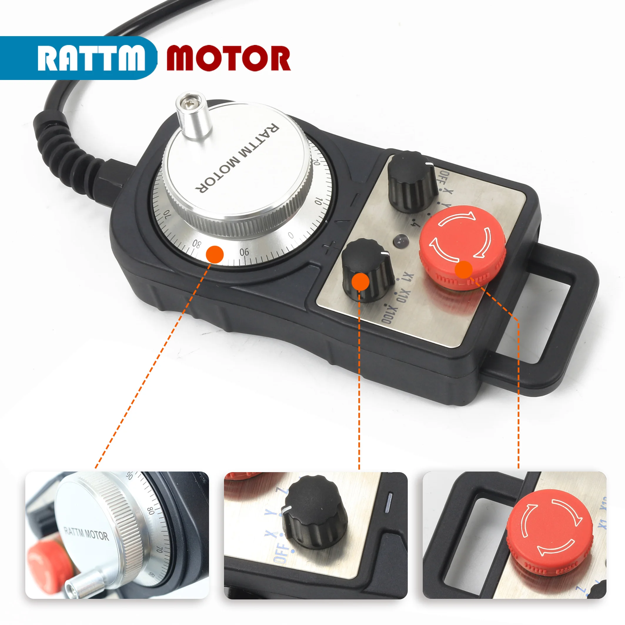 【EU No Duty】New Universal 5V 100PPR CNC 6 Axis MPG Pendant Handwheel Hand Controller With Emergency Stop