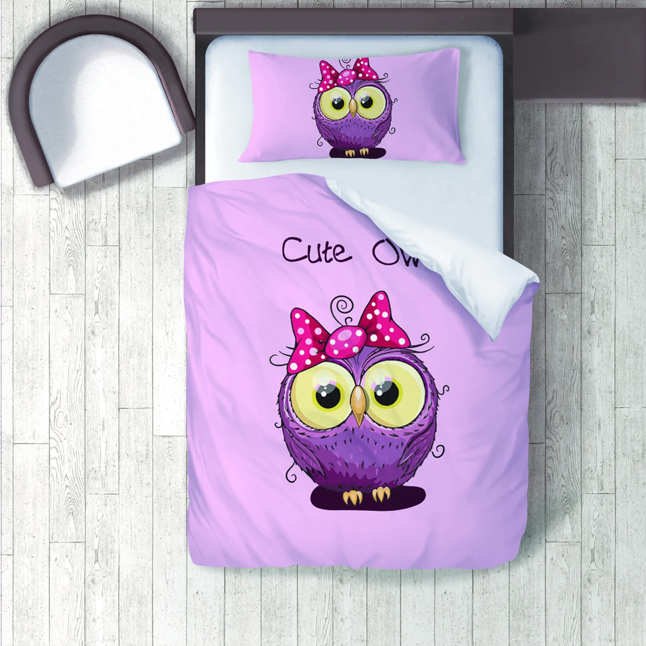 

Duvet Cover Set Bedding Set Pillow Case for Baby and Kids Room 3D Printed Pink Cute Owls Model 250