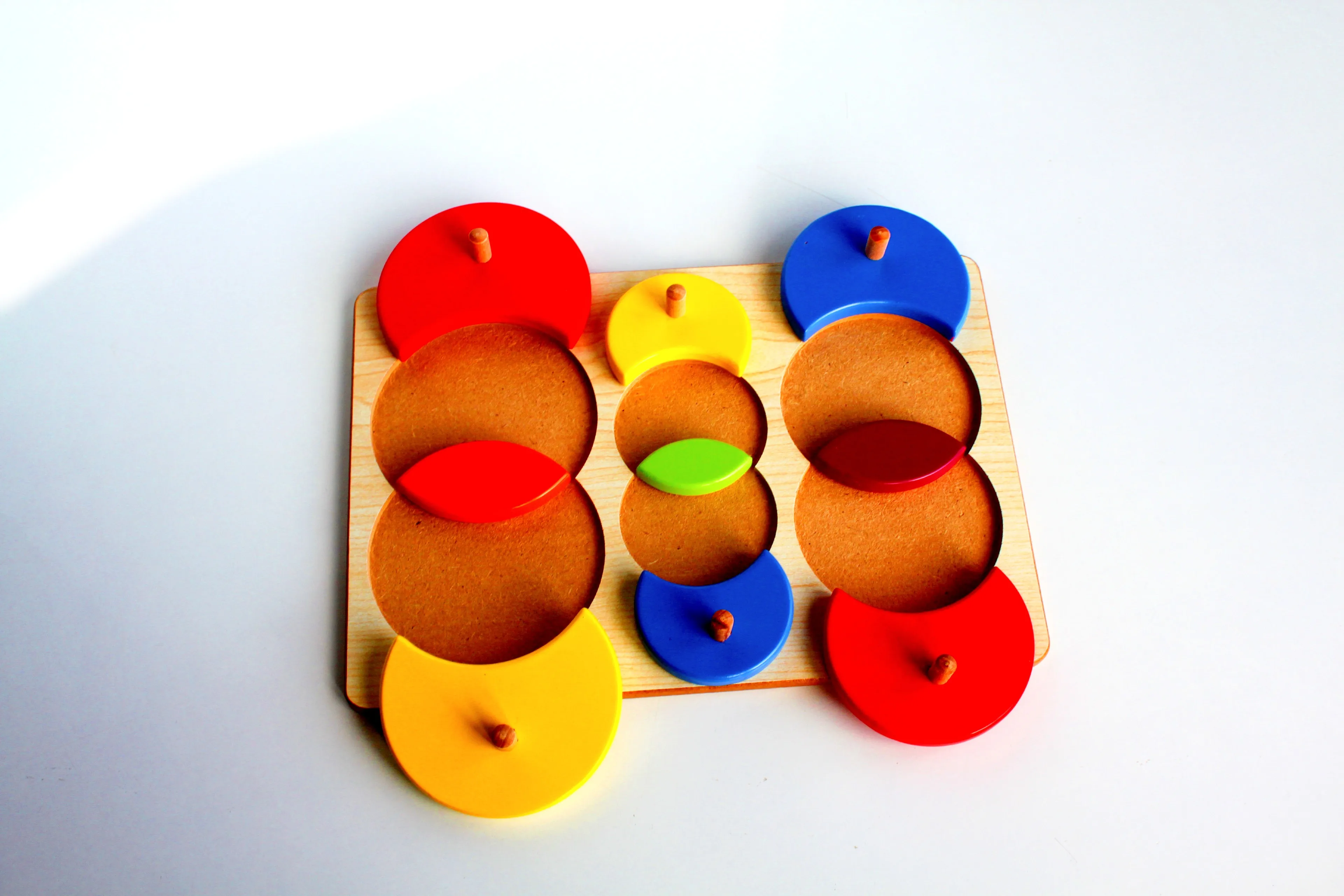 Circle Figure Main Colors Wooden Puzzle Educational Toy for Children Montesorri Kit as Gift Shape and Color Early Learning Toy