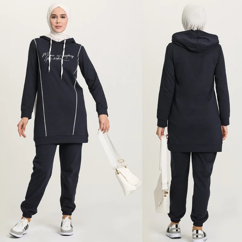 tracksuit set 2021season muslim fashion arabia Dubai fashion trends 100% Made in Turkey abayas hijab clothing muslim sets