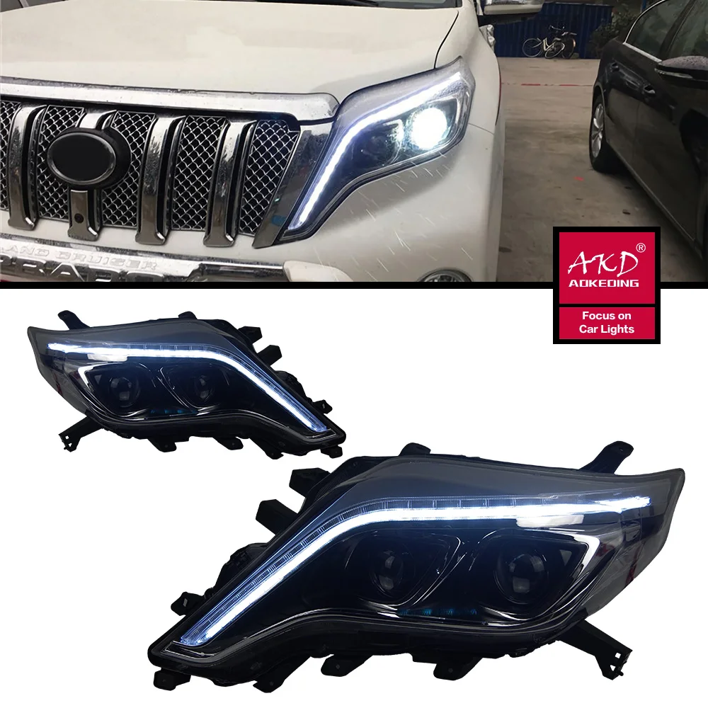 

Auto Parts Headlights For Prado Land Cruiser 2014-2017 latest Styling LED Daytime Lights Dual Projector Car Accesorios Modified