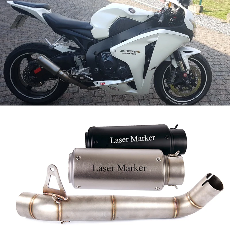 

For Honda CBR1000RR 2008-2016 US Edition Motorcycle Exhaust Muffler Pipe 60mm Tips Slip On Connecting Link Tube Mid Section