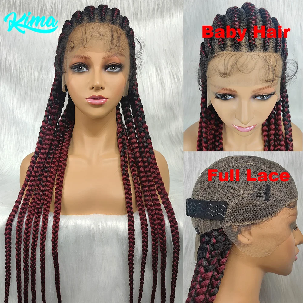 

36 inch Braided Wigs Full Lace Wig Braiding Hair For Black Women Synthetic Box Braids Hair Cheap Wigs For Wholesale New