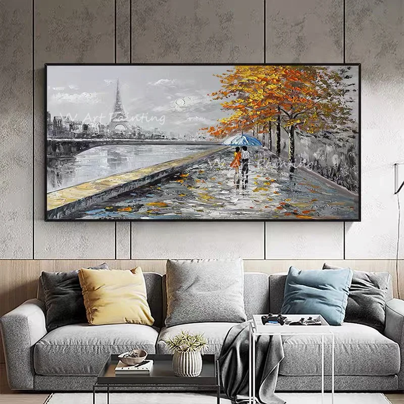 2022 Knife Street Tower with Bridge People Walking Along the river grey canvas Oil Painting Photo Wall Arts Living Room Unframe