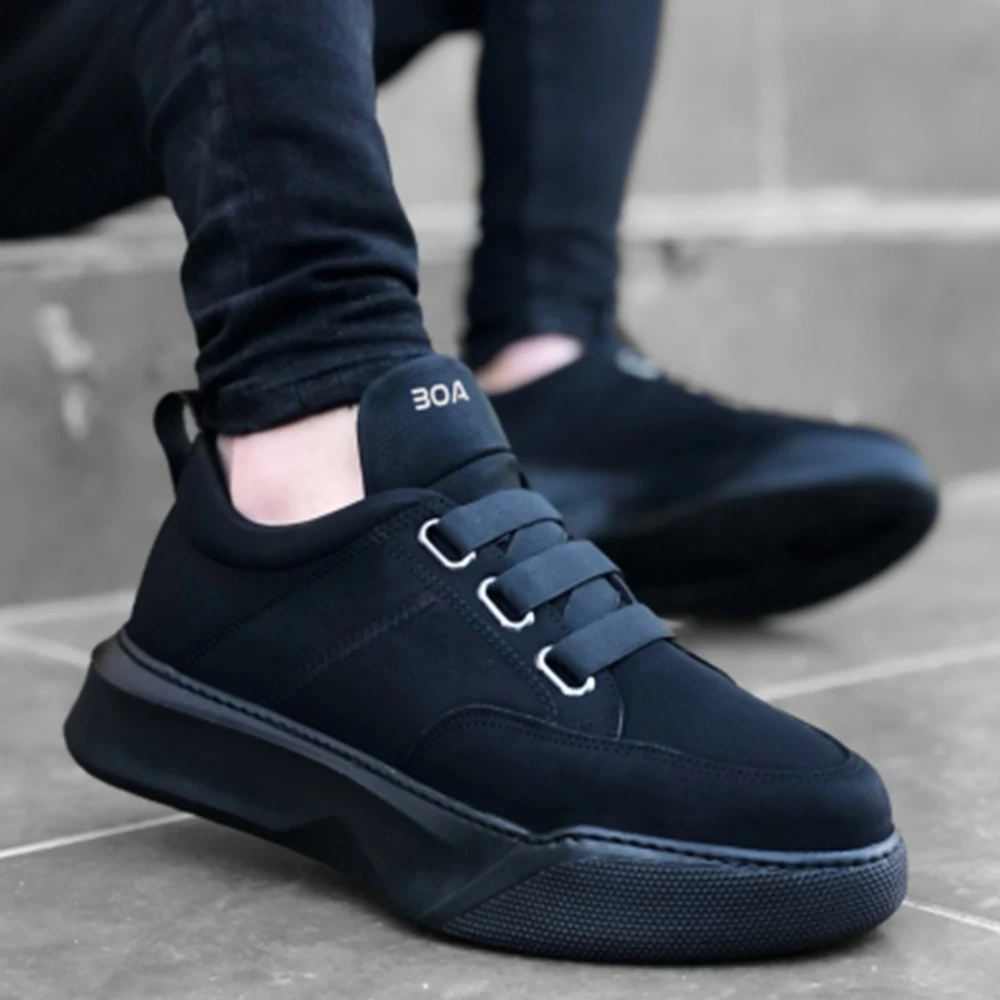 BA0160 Tissue Black Sneakers With Bands For You Men's Shoes Men's Sports Shoes New Model Shoes Casual Shoes Styl