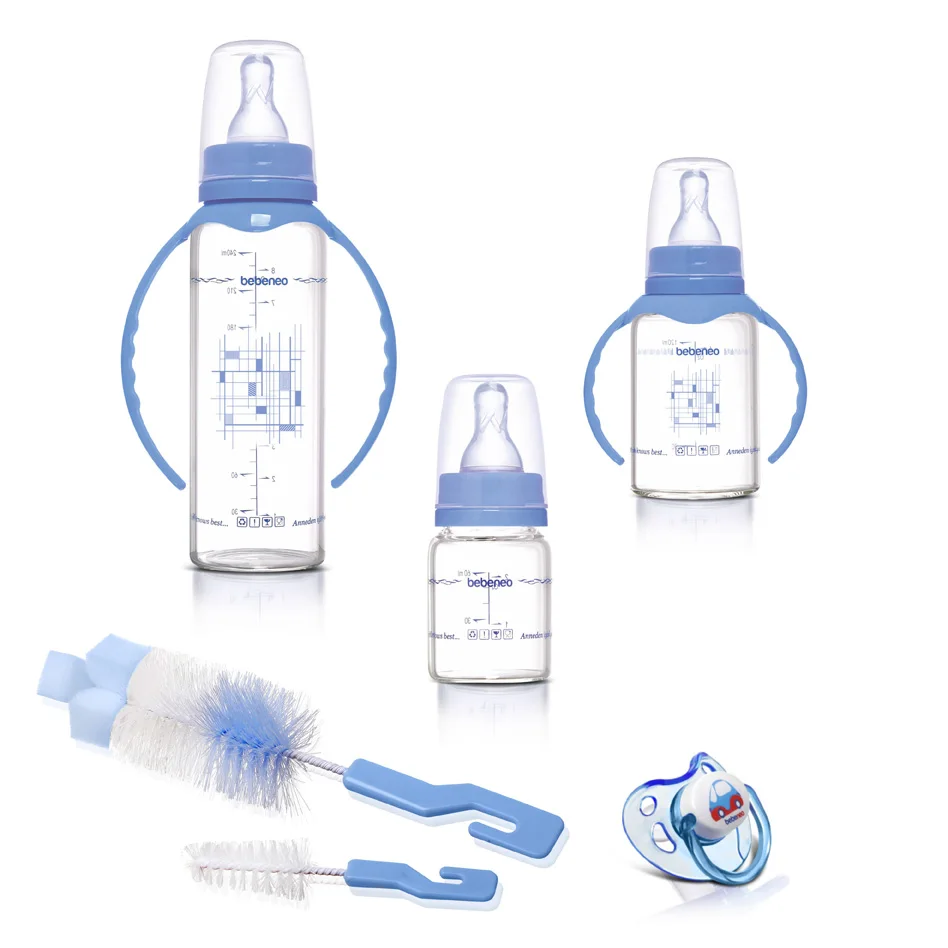 Heat Resistant Glass Feeding Bottle | Brush | Pacifier | Baby Gift Set | BPA Free