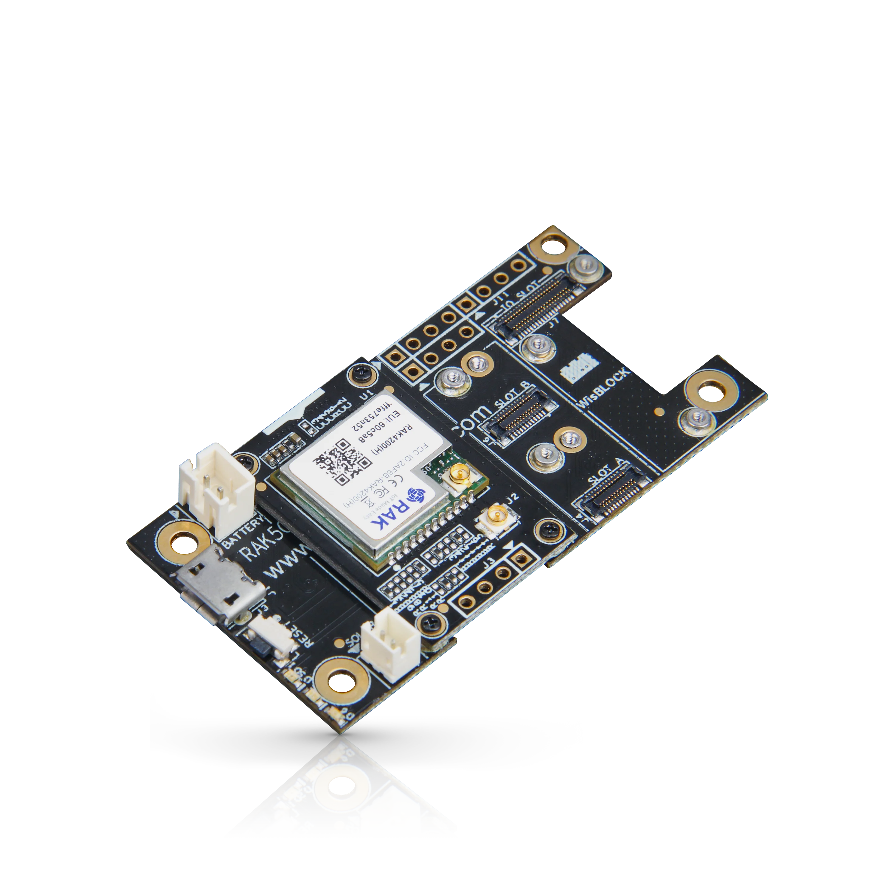 

RAK4200 Evaluation Board is a WisBlock product consisting of RAK4200 LoRa Module and RAK5005. 862 to 1020MHz