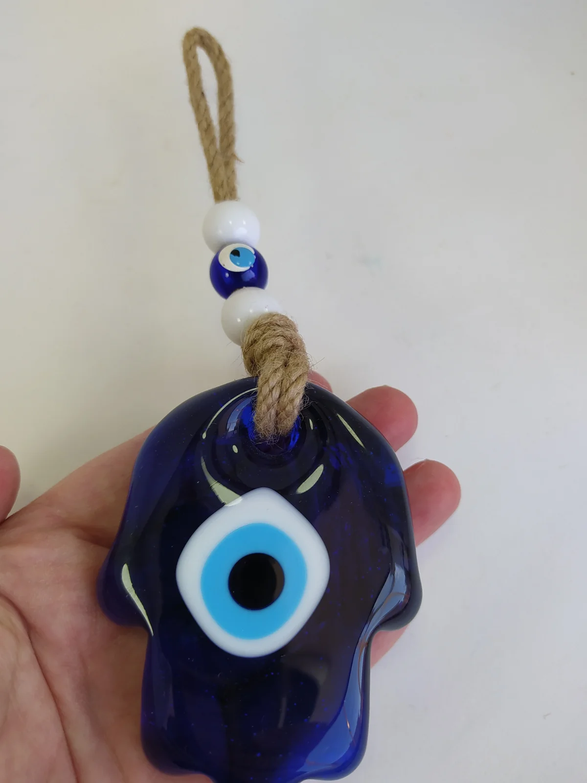 Hamsa Hand Evil Eye 8cm Glass Bead Pendant Charm Turkish Handmade Amulet Wall Hanging Talisman Boho Home Decor Made in Turkey