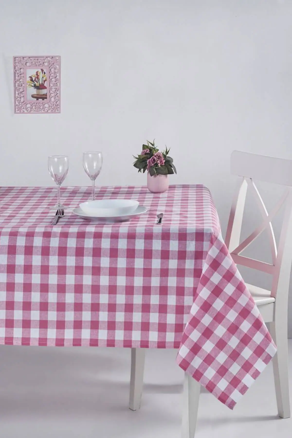 Turkish Quality 100% Cotton Checkered Picnic Tablecloth 160X160 Home Kitchen Decorative Red Blue Pink Orange Green Yellow