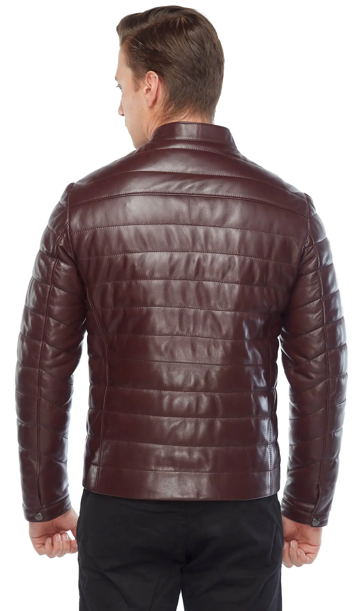 Bao Da Chính Hãng Bơm Hơi Nam Phối Da Burgundy Orjinal Da Cừu Thu Đông 2022 Biker Slim Size Lớn VintageTürkiye