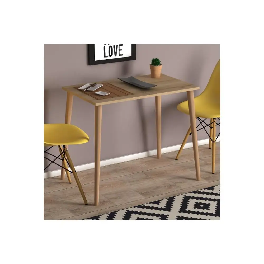 MADE IN TURKEY Dining Table Solid Wood 2 Color Computer Desk Kitchen Table Dining Room Furniture Kitchen Habitdesign Living Room
