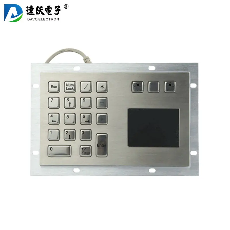 Waterproof IP65 Panel Mount Stainless Steel 21 Buttons Metal Numeric Keypad with Integrated Touchpad