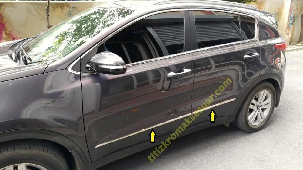 For Kia Sportage Chrome Door Side Streamer 2016 2017 2018 2019 2020 and 4 Pieces Car Accessories  Special Chrome Accessory