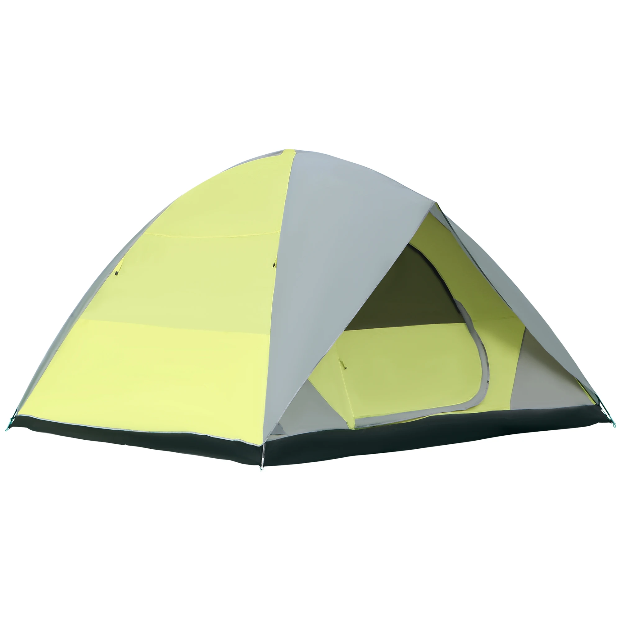 Outsunny family tent 3 people Camping tent UPF 30 + waterproof up to 1500 mm with double layer pockets and carrying bag 300x300x185 cm gray and yellow