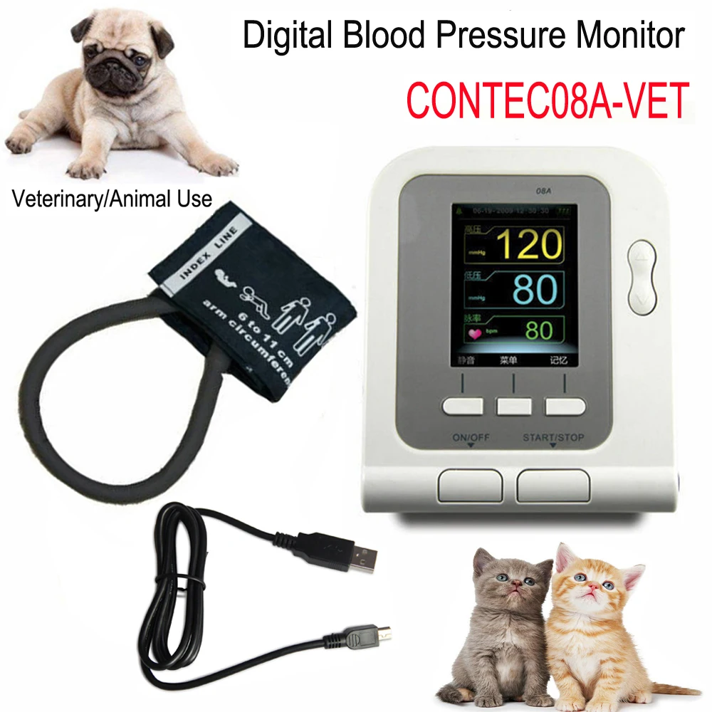 CONTEC08A Veterinary Blood Pressure Monitor Meter Digital Tensiometers INBP Machine Electronic Sphygmomanometer VET Probe