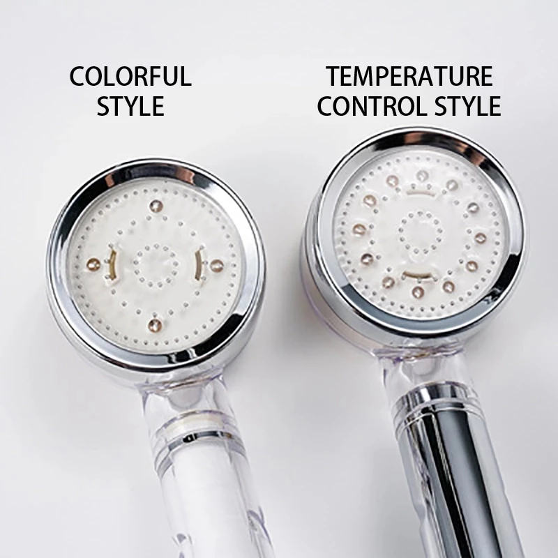 Led Shower Head Turbocharger Color Changing Temperature Sensor Bathroom Shower Head High Pressure Water Saving Rainfall Faucet