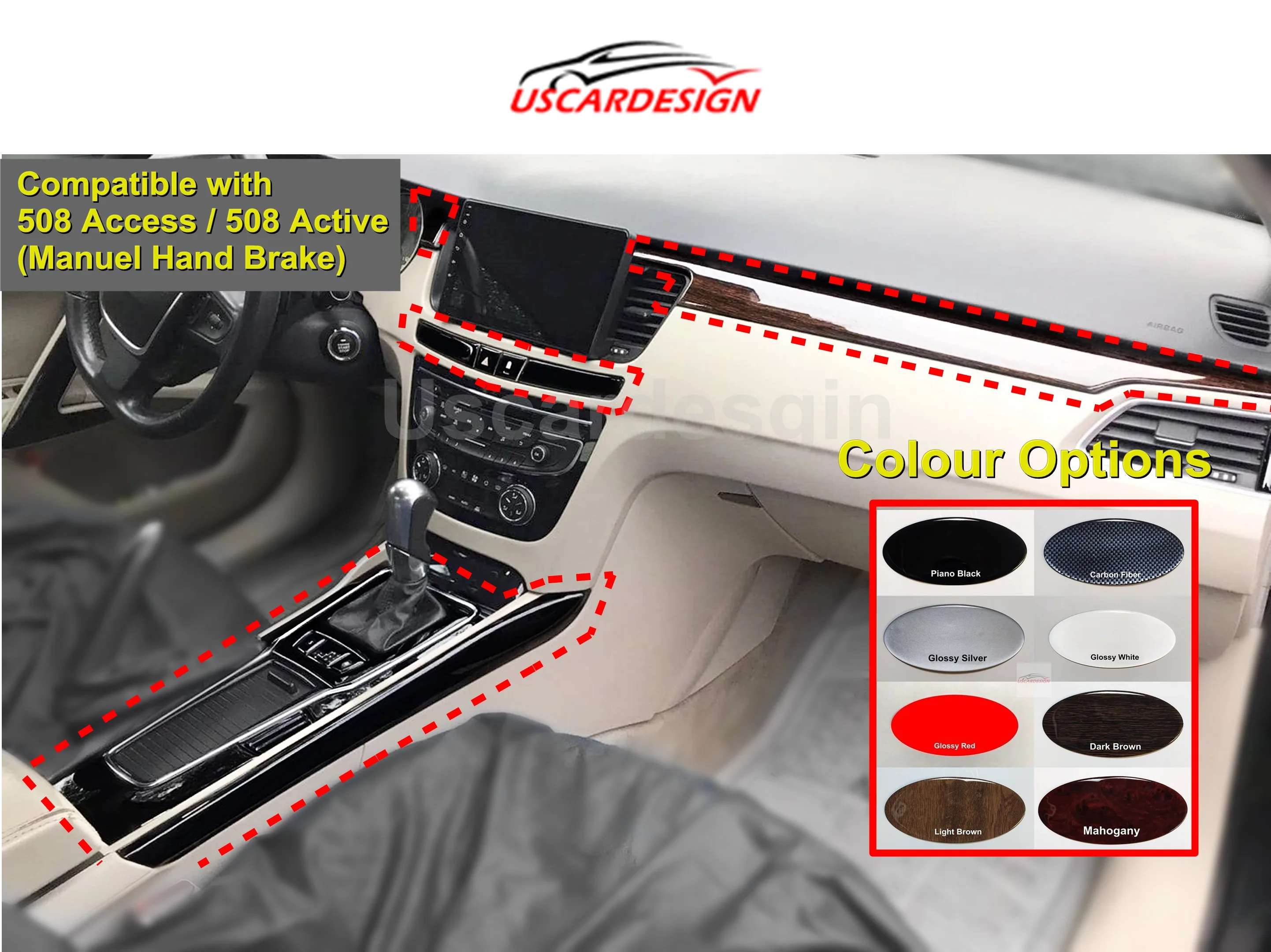 

For Peugeot 508 (2010 - 2018 ) Interior Trim Accessorie, Dashboard Cover, Door Handle, Shifter Gear, Console,