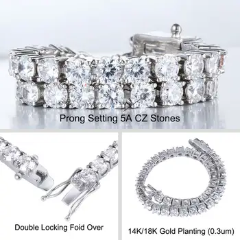 嘻哈風單排鋯石網球鏈項鍊,鑲嵌立方氧化鋯,3毫米、4毫米、5毫米、6毫米,18K金,嘻哈風格,支持一件代發,奢華珠寶 8 最佳銷售 鋯石項鍊 - №2