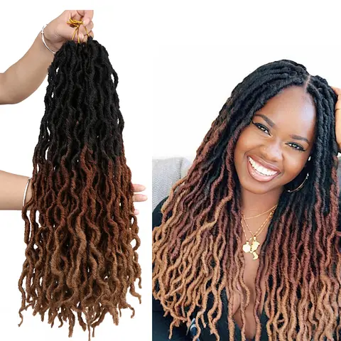 여신 가짜 Locs 크로 셰 뜨개질 머리 부드러운 곱슬 향취 머리 확장 합성 머리 끈 옹 브르 크로 셰 뜨개질 Locs 도매 머리띠