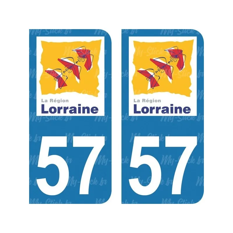 Sticker License plate Department 57 of the old Moselle region of Lorraine for car in blue or black background