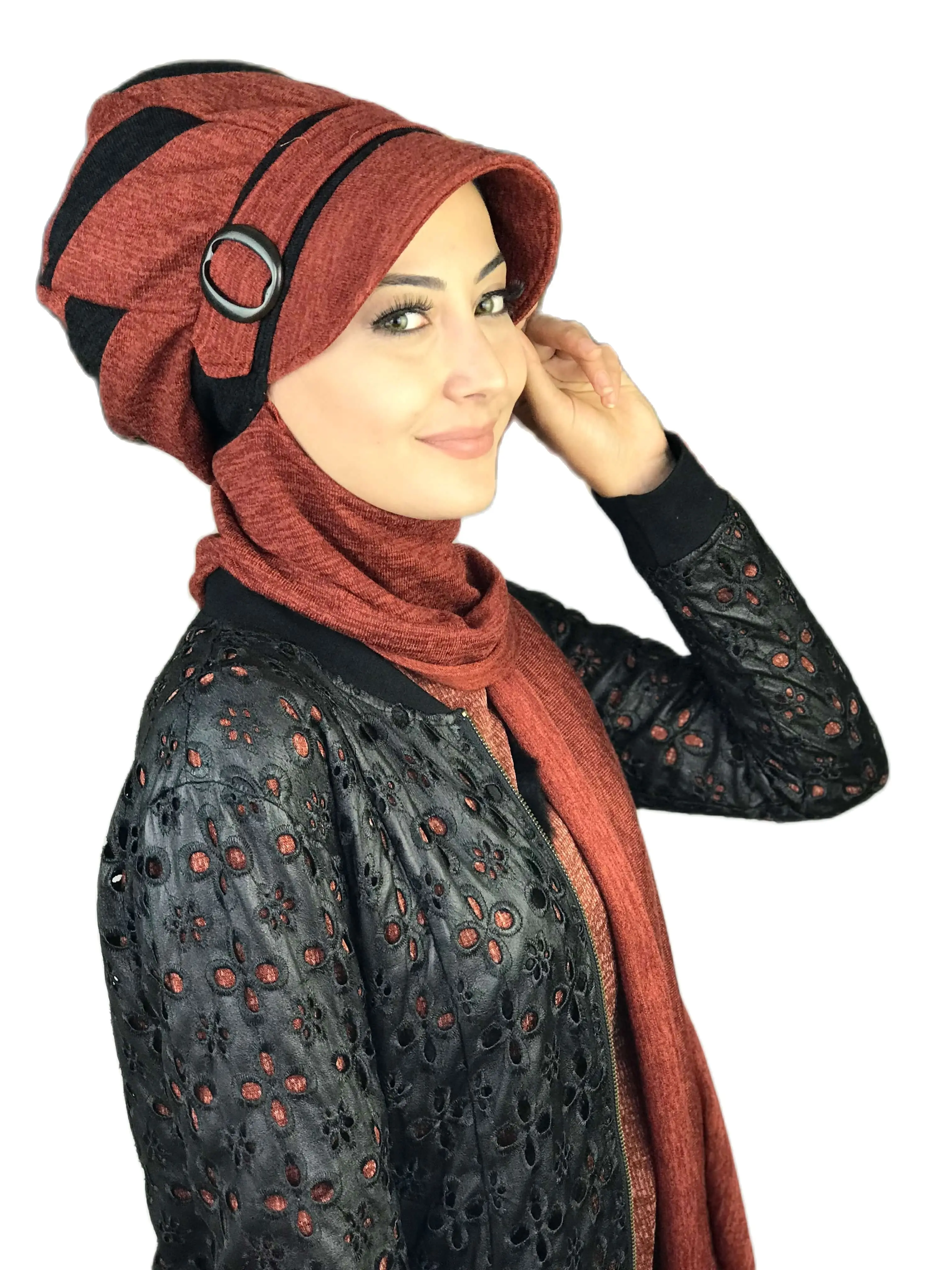 New Fashion Women 2022 Hijab Ladies Tulle Folulard Chiffon Chemo Cancer Head Wrap Dark Tile Color Buckled Scarf Hat Shawl